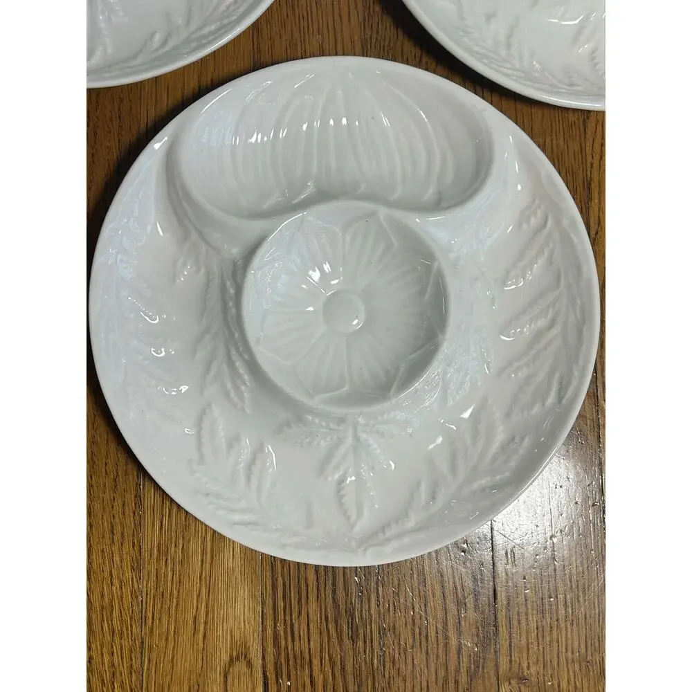 Vintage California USA Artichoke Plate White Embossed Serving Dish